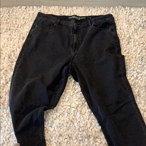 Black faded wash 5 pocket denim- trendy mom jeans!
